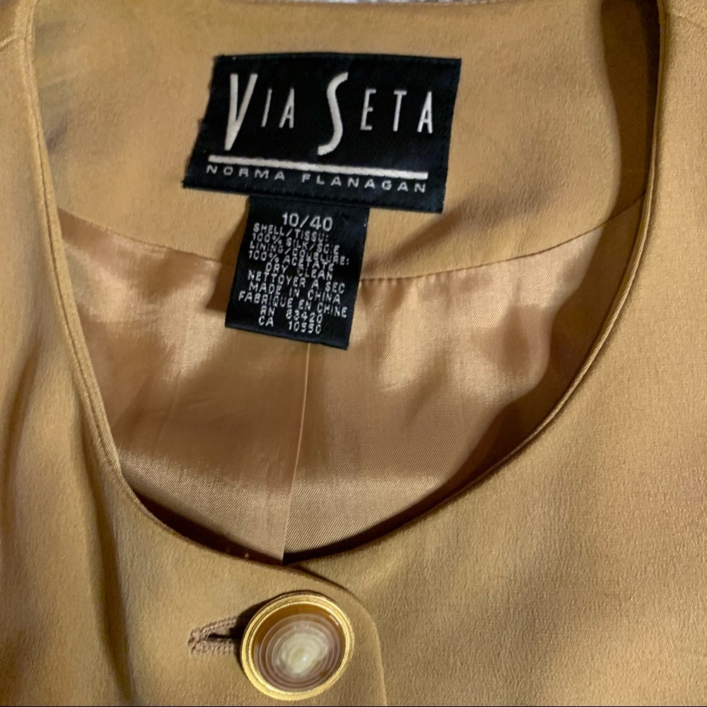 Vintage Via Seta Norman Flanagan Silk Blazer